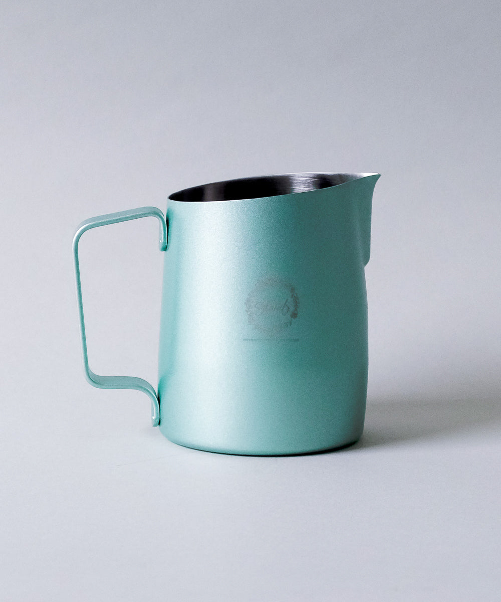 Ceramic discount Milk Pitcher with Abstract Line Painting and Green Handle